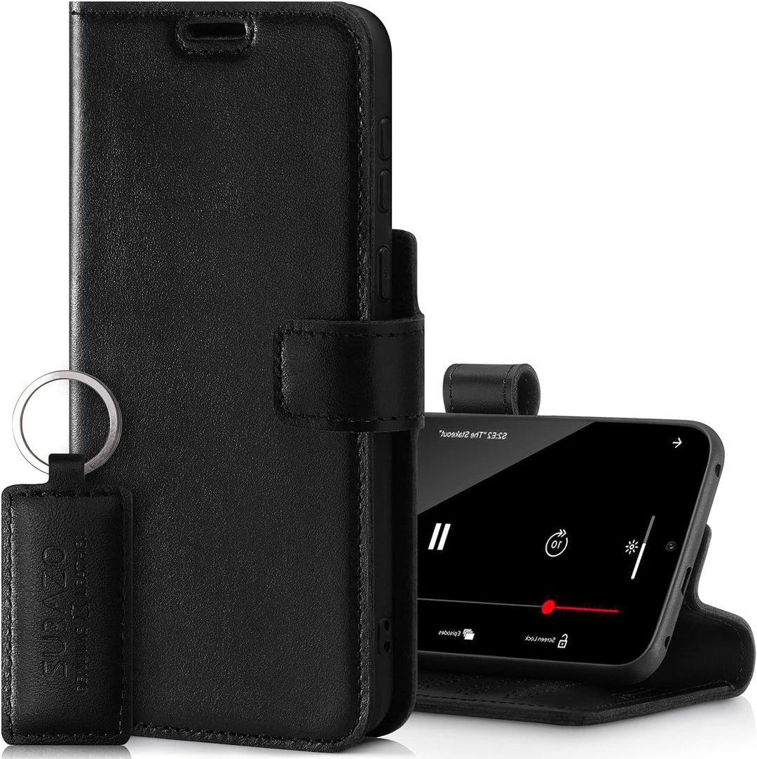 SURAZO Prestige Handyhülle für Apple iPhone 13 Pro – Premium Echtleder Hülle Schutzhülle mit [Standf