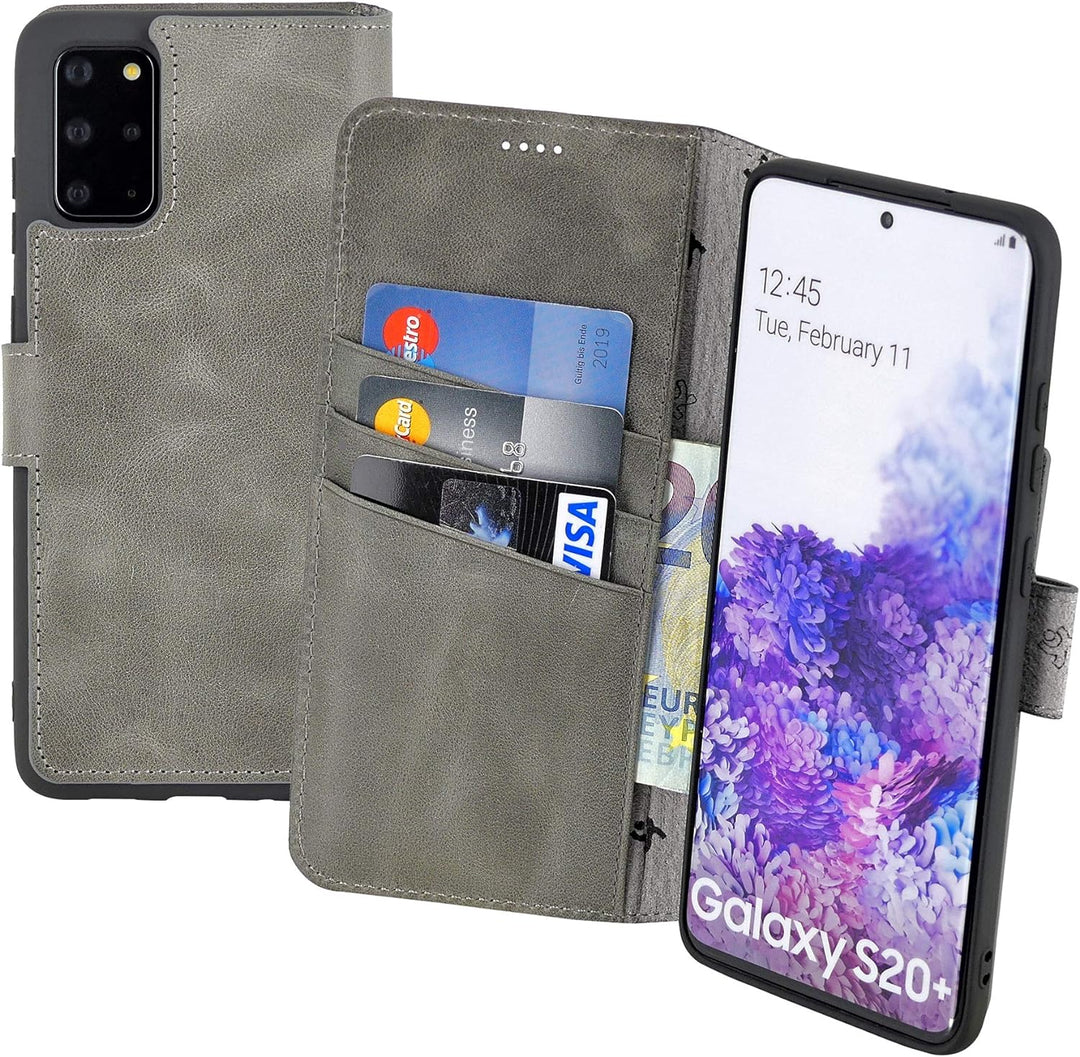 Suncase Book-Style Hülle kompatibel mit Samsung Galaxy S20 Plus Leder Tasche (Slim-Fit) Lederhülle H