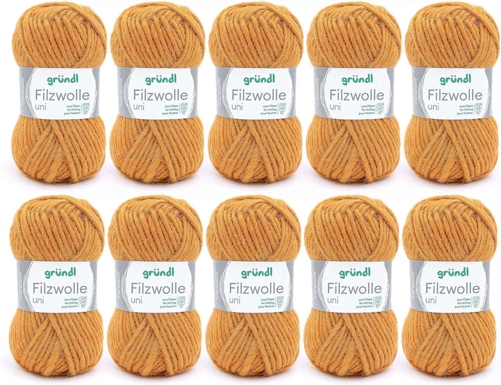 Gründl Filzwolle uni (Wolle zum Filzen, Stricken und Häkeln, Garn aus 100 % Schurwolle, 50 g / 50 m,
