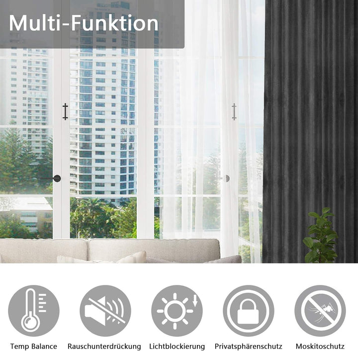 WOLTU Verdunklungsvorhang Blickdicht Samtvorhänge mit Ösen, 2 Stücke Thermogardine Ösenvorhang 300 g