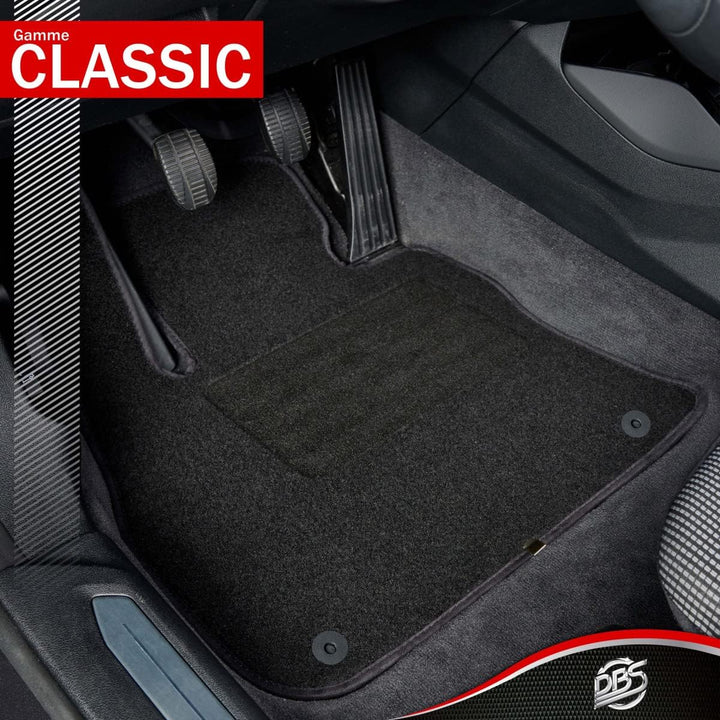 DBS Autofussmatte - nach Mass - 3-teilig - Anti Rutsch - schwarzer Nadelfilz 900g/m² - Velours Ferti