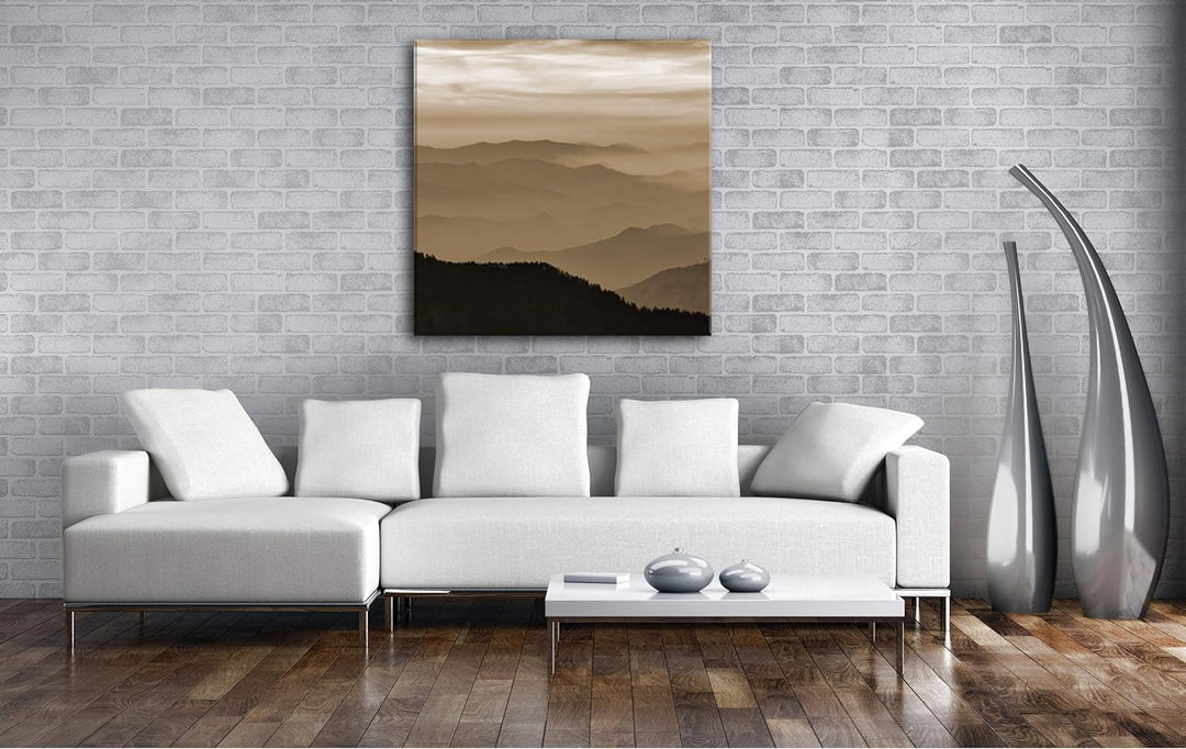 deyoli malerische Berge Format: 70x70 Effekt: Sepia als Leinwandbild, Motiv fertig gerahmt auf Echth