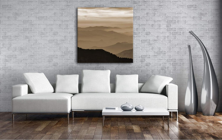 deyoli malerische Berge Format: 70x70 Effekt: Sepia als Leinwandbild, Motiv fertig gerahmt auf Echth