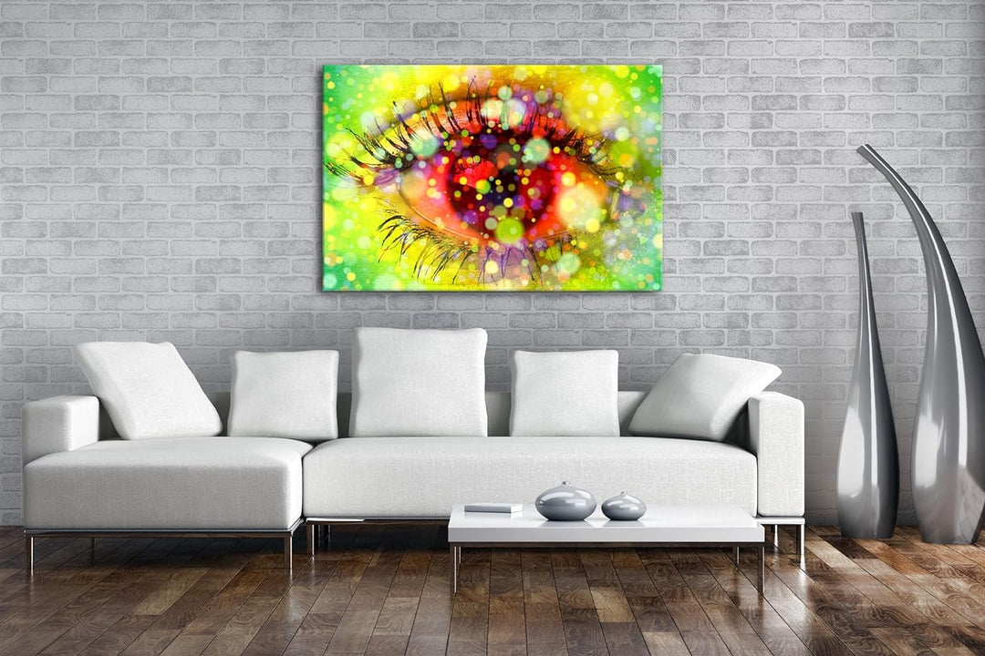 deyoli kunterbuntes Auge Format: 80x60 als Leinwandbild, Motiv fertig gerahmt auf Echtholzrahmen, Ho