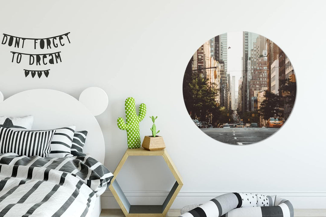 MuchoWow Wandbild Rund Wanddeko Deko Wohnzimmer Bilder 90x90 cm New York am Morgen 90.00 x 90.00 cms