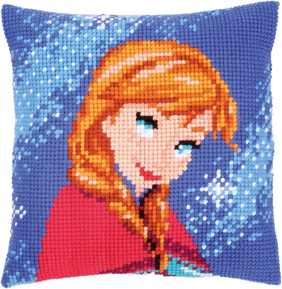 Vervaco Kreuzstichpackung Kreuzstichkissen Frozen Walt Disney ELSA Stickpackung, Stramin, weiss, 40