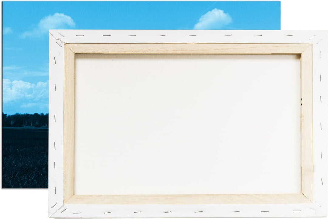 deyoli Wiese am Waldrand Format 80x60 Effekt: Monocrome Blau als Leinwandbild, Motiv fertig gerahmt