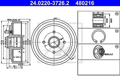 ATE 24.0220-3726.2 Bremstrommel