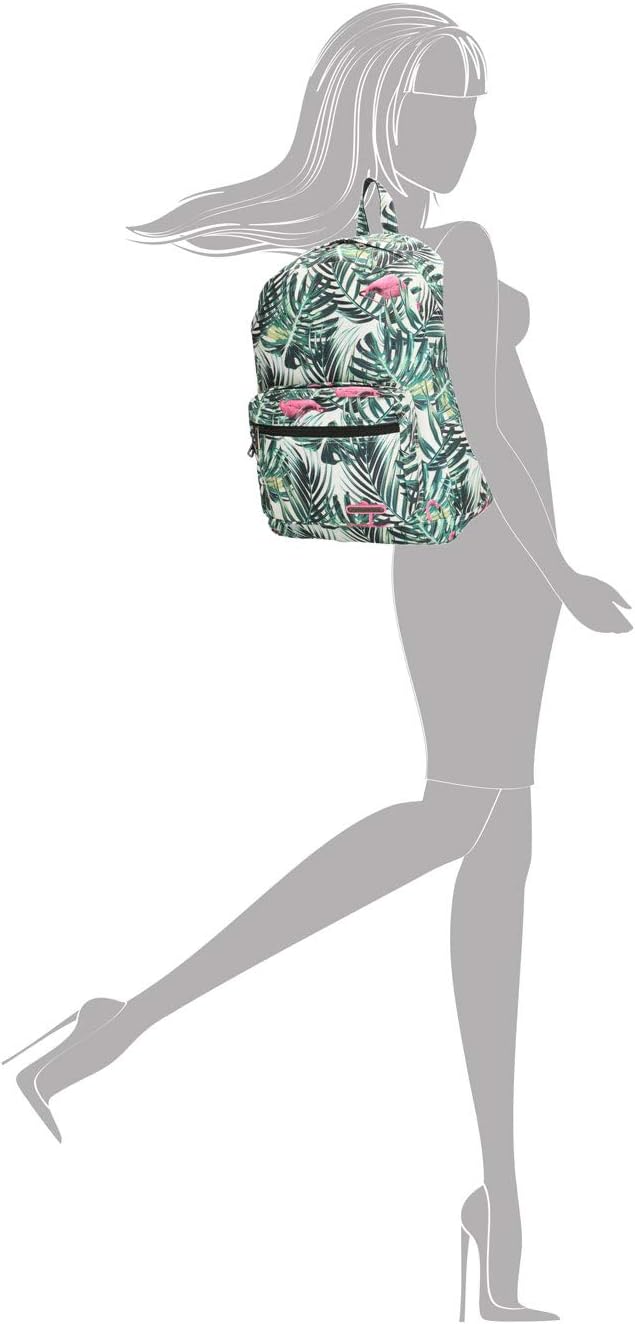 Bowatex Rucksack-Wanderrucksack-Laptopfach-Palmen Flamingo Grün Weiss-43 cm