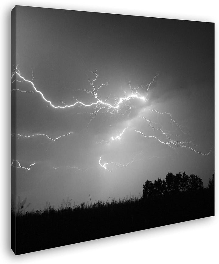 deyoli naturgewaltiger Blitz Format: 70x70 Effekt: Schwarz&Weiss als Leinwandbild, Motiv auf Echthol