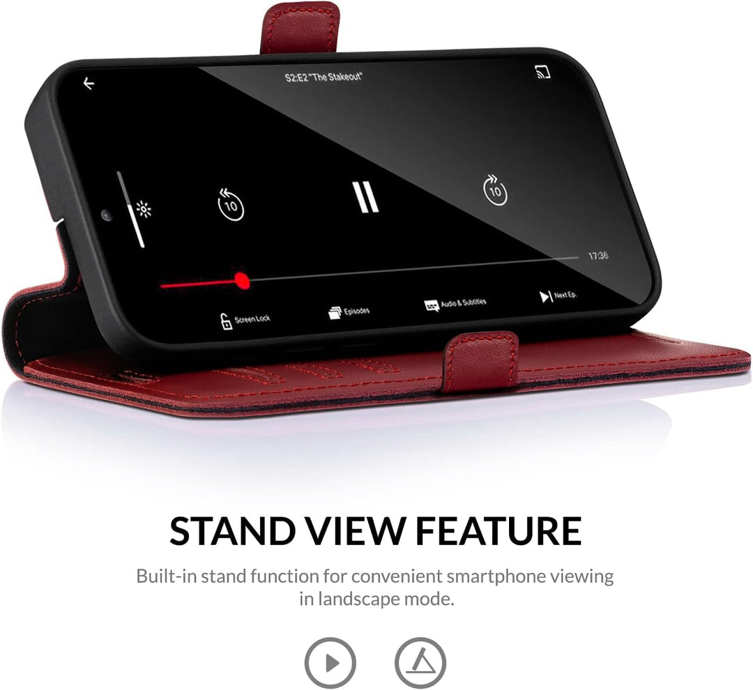 SURAZO Premium Slim Magnet Handyhülle für Samsung Galaxy A34 5G Hülle Leder – Klappbare Echtleder Sc