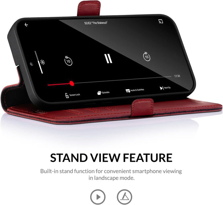 SURAZO Premium Slim Magnet Handyhülle für Samsung Galaxy A34 5G Hülle Leder – Klappbare Echtleder Sc