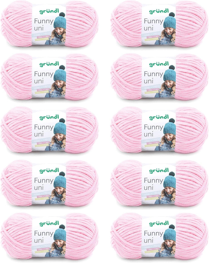 Gründl Funny uni Strick- & Häkelgarn (samtartiges Chenille-Garn aus 100 % Polyester, 10 x 100 g / 12