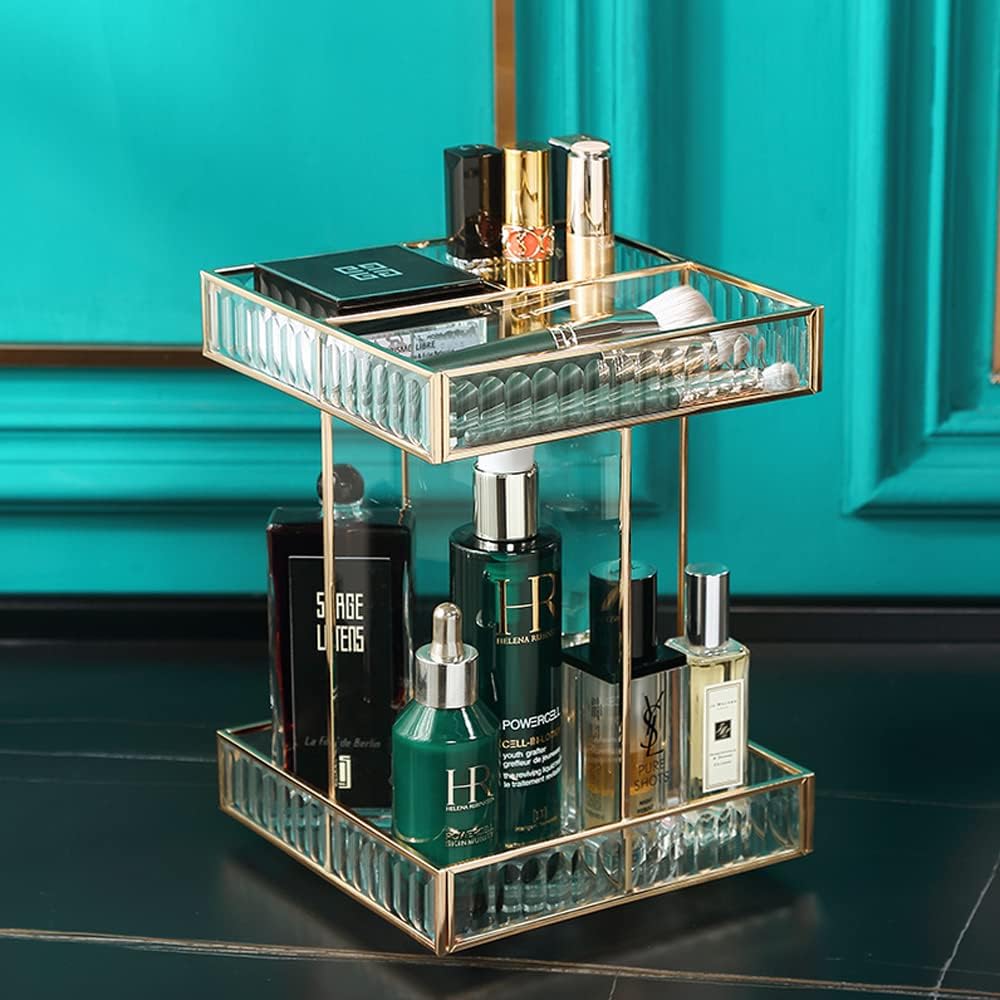 SLHEQING 360° drehbarer Kosmetik organizer, Grosse Kapazität Beauty Organizer, Glas Make Up Organize