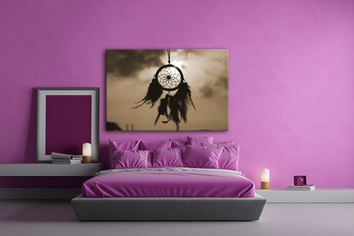 deyoli Traumfänger im Wind Format: 80x60 Effekt: Sepia als Leinwandbild, Motiv fertig gerahmt auf Ec