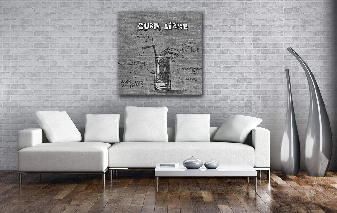 deyoli Rezept für einen Cuba Libre Format: 70x70 Effekt: Schwarz&Weiss als Leinwandbild, Motiv auf E