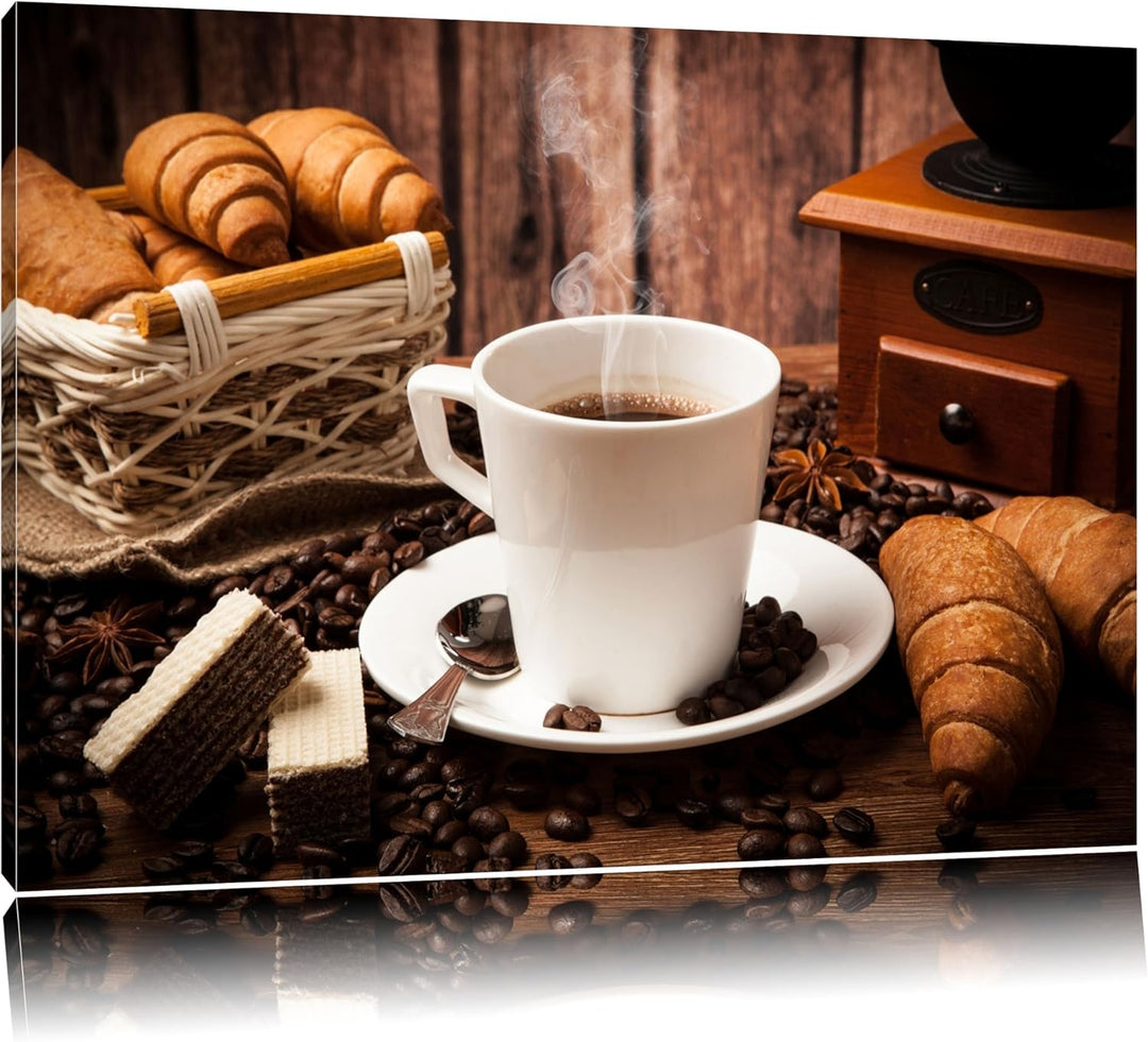 heisser aufgebrühter Kaffee Format: 100x70 auf Leinwand, XXL riesige Bilder fertig gerahmt mit Keilr