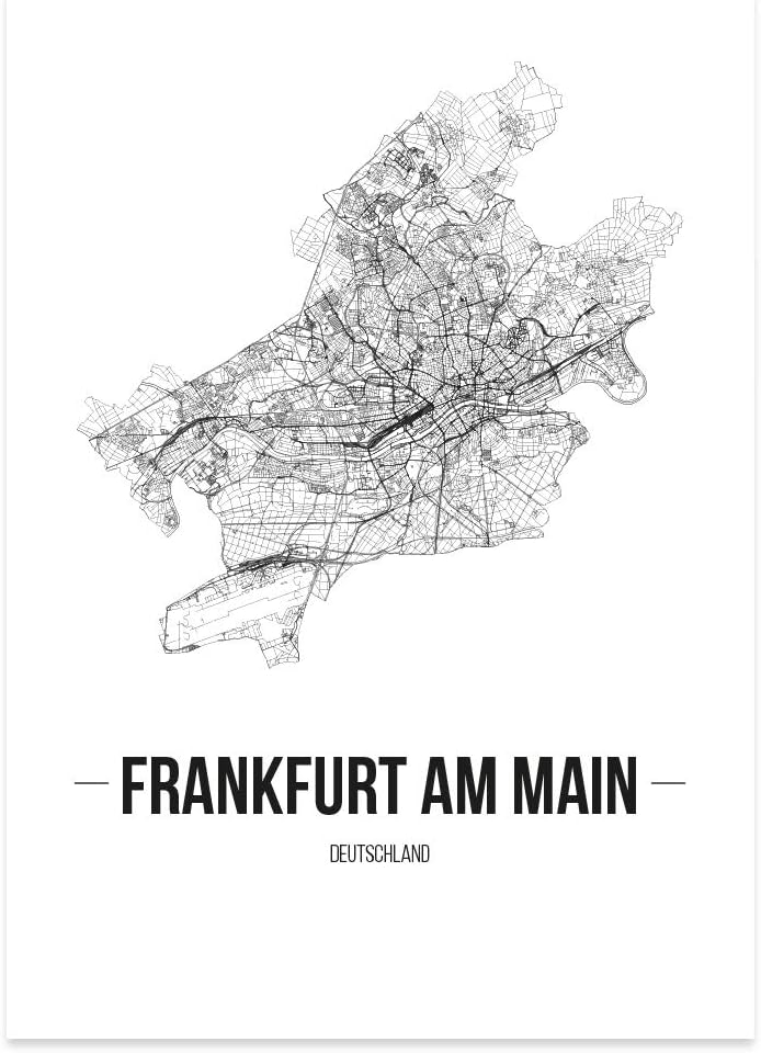 JUNIWORDS Stadtposter, Frankfurt am Main, Wähle eine Grösse, 60 x 90 cm, Poster, Schrift B, Weiss 60