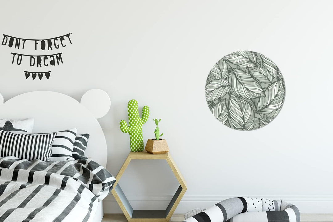 MuchoWow Wandbild Rund Wanddeko Deko Wohnzimmer Bilder 30x30 cm Blumen - Illustration - Schwarz - We