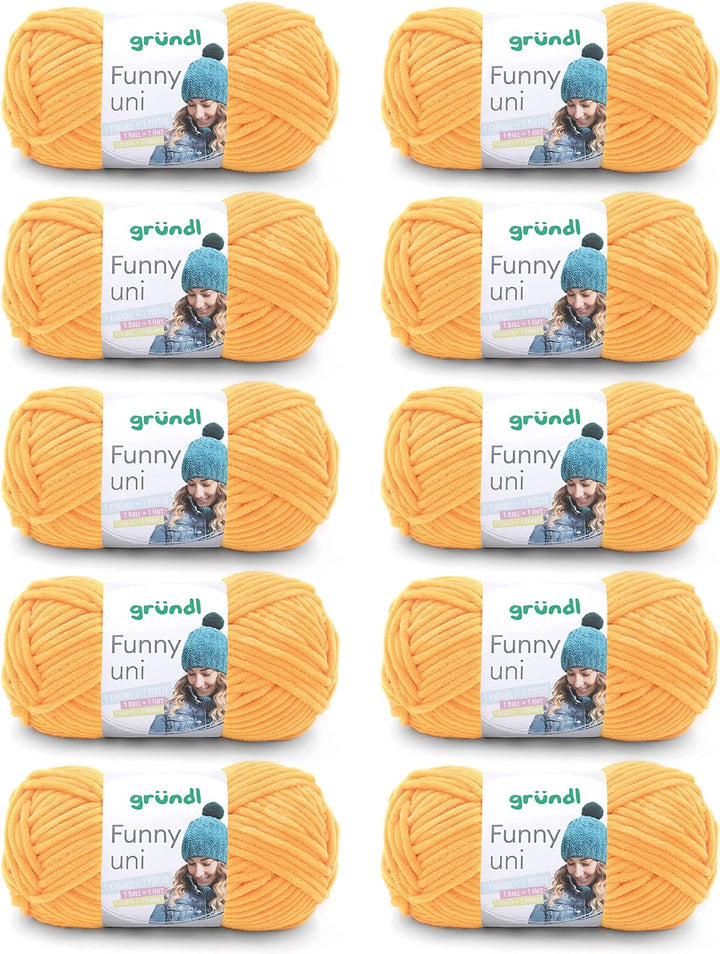 Gründl Funny uni Strick- & Häkelgarn (samtartiges Chenille-Garn aus 100% Polyester, 10 x 100 g / 120