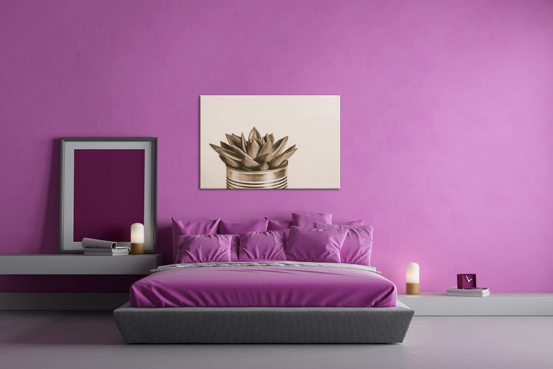 deyoli wachsende Sukkulente Format: 120x80 als Leinwand, Effekt: Sepia, Motiv fertig gerahmt auf Ech