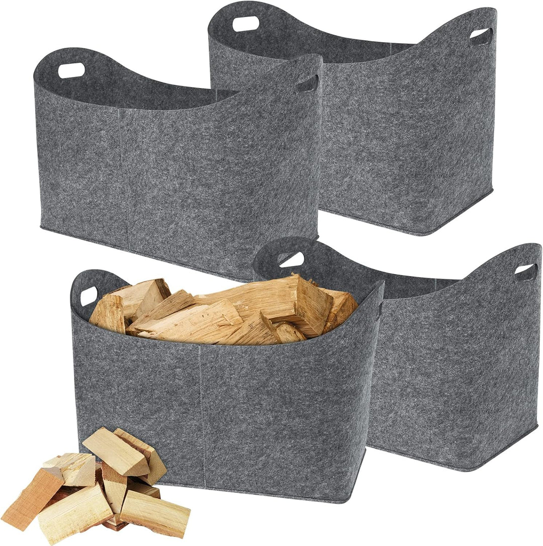 Yznahre Filztaschen, 4 Stücke Faltbar Filztasche Kaminholz Kaminholztasche Filz, Filzkorb Filztasche