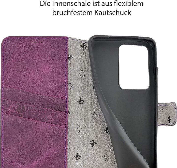 Suncase Book-Style Hülle kompatibel mit Samsung Galaxy S20 Ultra Leder Tasche (Slim-Fit) Lederhülle