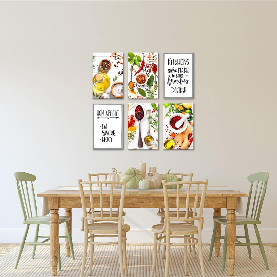 Novart Wandbilder Set - KOMPLETT AUFHÄNGFERTIG - Made in Germany - Moderne Bilder Küche Esszimmer Kü