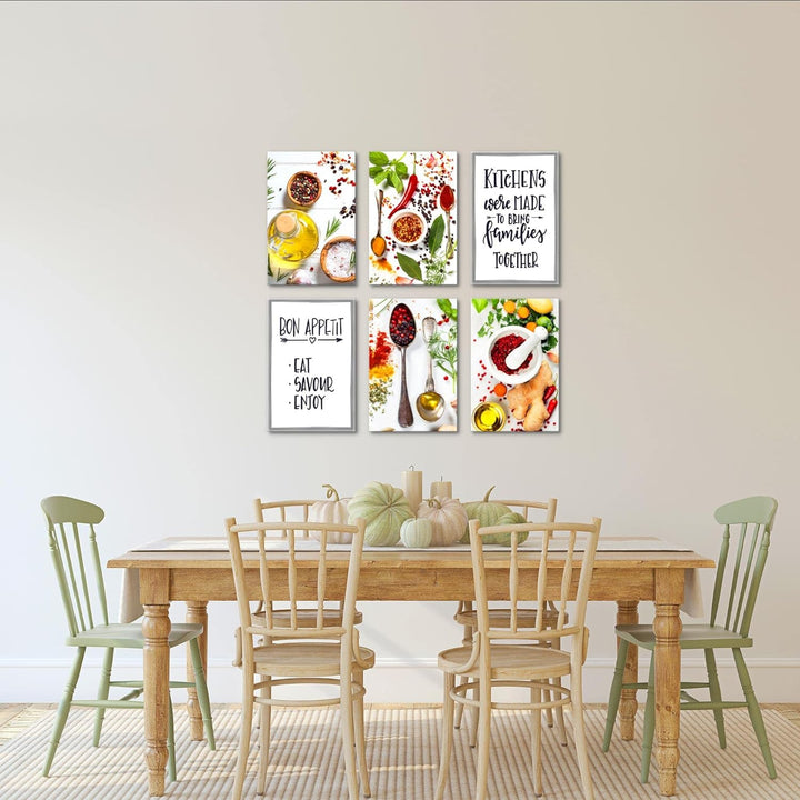 Novart Wandbilder Set - KOMPLETT AUFHÄNGFERTIG - Made in Germany - Moderne Bilder Küche Esszimmer Kü