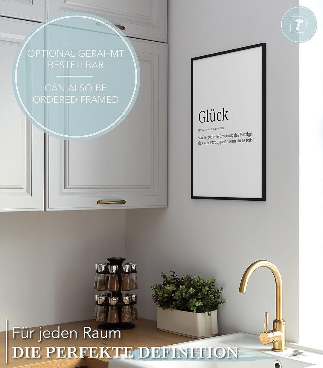 Papierschmiede® Definition: Glück, DIN A1 (59x84 cm), XXL Poster für Wohnzimmer, Schlafzimmer, Küche