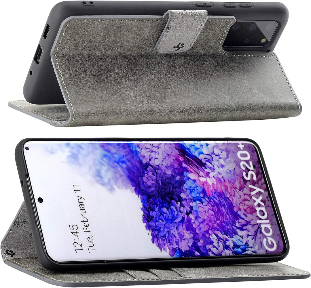 Suncase Book-Style Hülle kompatibel mit Samsung Galaxy S20 Plus Leder Tasche (Slim-Fit) Lederhülle H