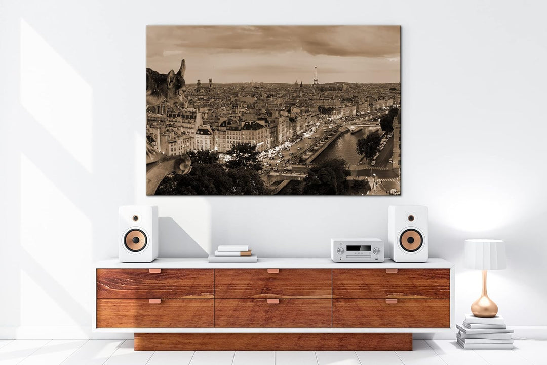 deyoli Wasserspeier auf den Dächern von Paris Format: 80x60 Effekt: Sepia als Leinwandbild, Motiv fe