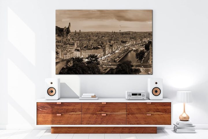 deyoli Wasserspeier auf den Dächern von Paris Format: 80x60 Effekt: Sepia als Leinwandbild, Motiv fe