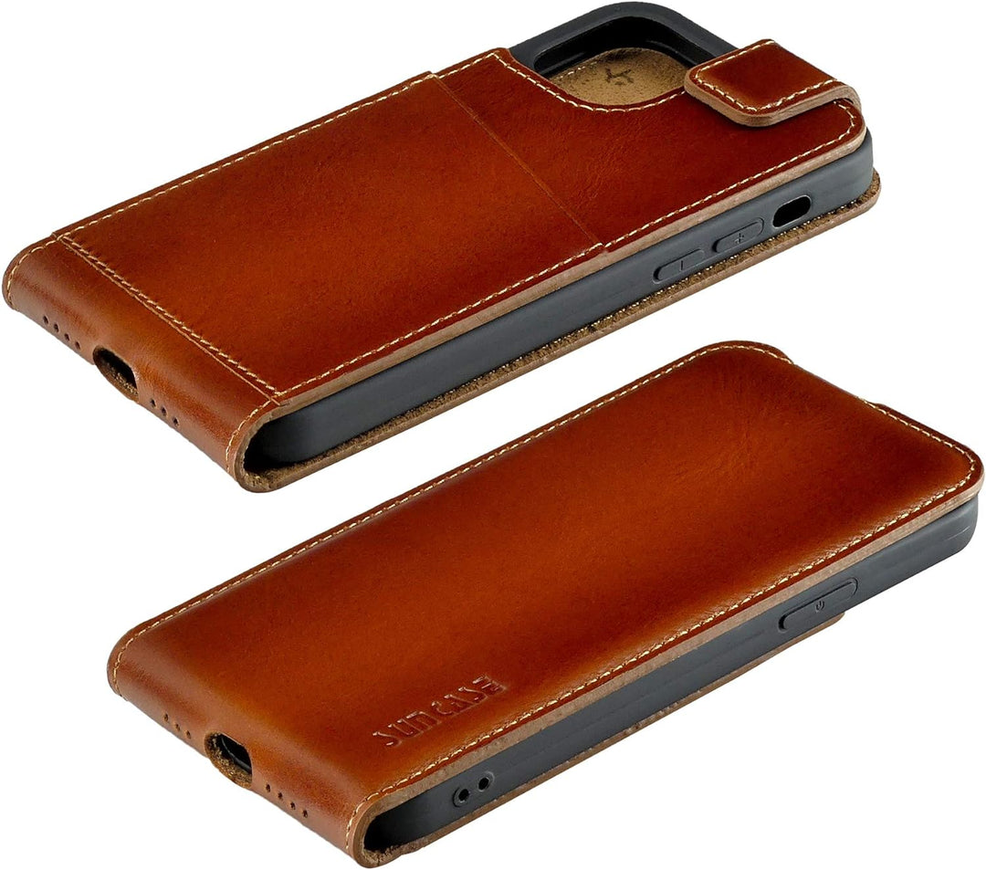 Suncase Original Flip-Style (Ultra-Slim) kompatibel mit iPhone 12 Pro Max (6.7") Hülle Ledertasche T