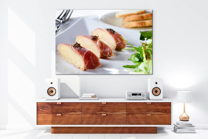 deyoli schmackhafte Gänseleber im Format: 80x60 als Leinwandbild, Motiv fertig gerahmt auf Echtholzr