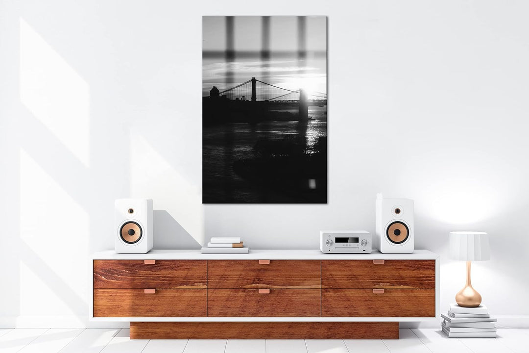 deyoli taumhafte Hängebrücke Format: 60x40 cm Effekt: Schwarz&Weiss als Leinwandbild, Motiv fertig g