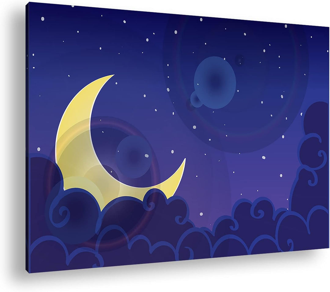 deyoli Mondlicht Nacht Format: 100x70 als Leinwandbild, Motiv fertig gerahmt auf Echtholzrahmen, Hoc