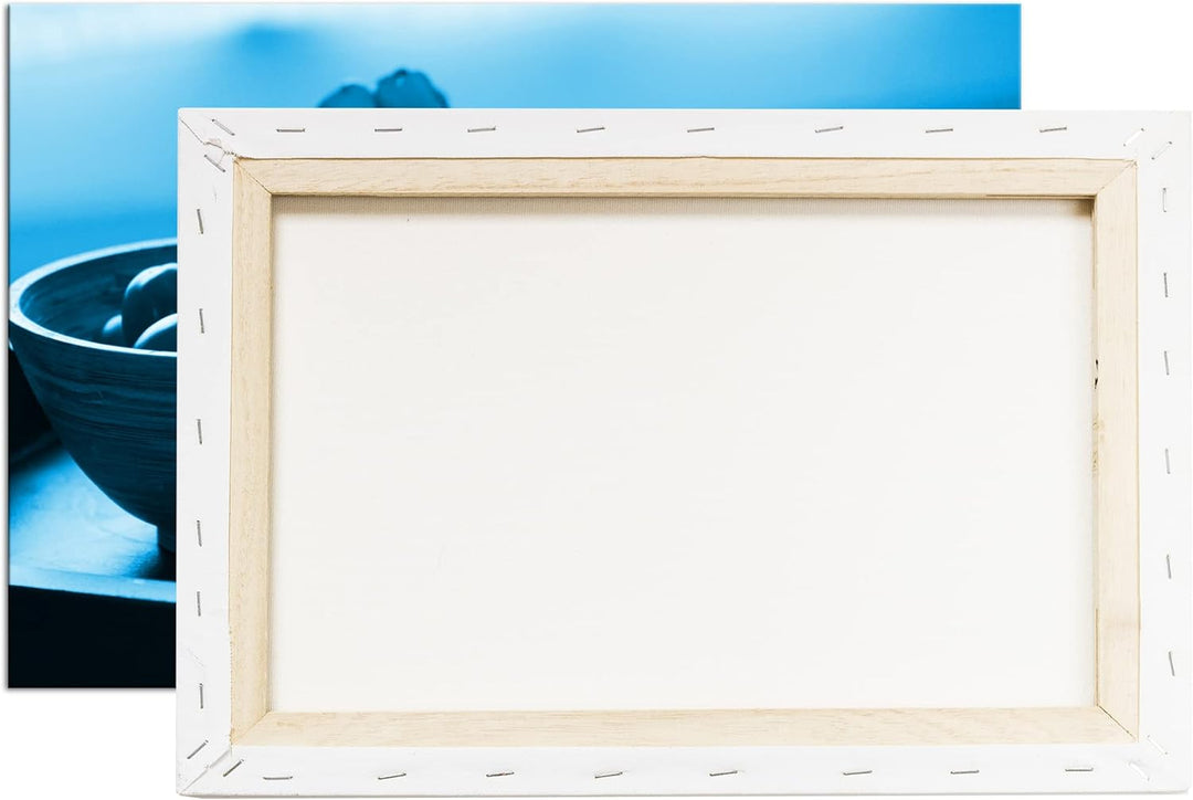 deyoli Tomaten mit Schafskäse Format 80x60 Effekt: Monocrome Blau als Leinwandbild, Motiv fertig ger