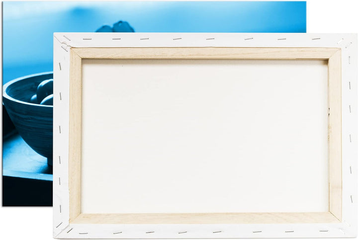 deyoli Tomaten mit Schafskäse Format 80x60 Effekt: Monocrome Blau als Leinwandbild, Motiv fertig ger