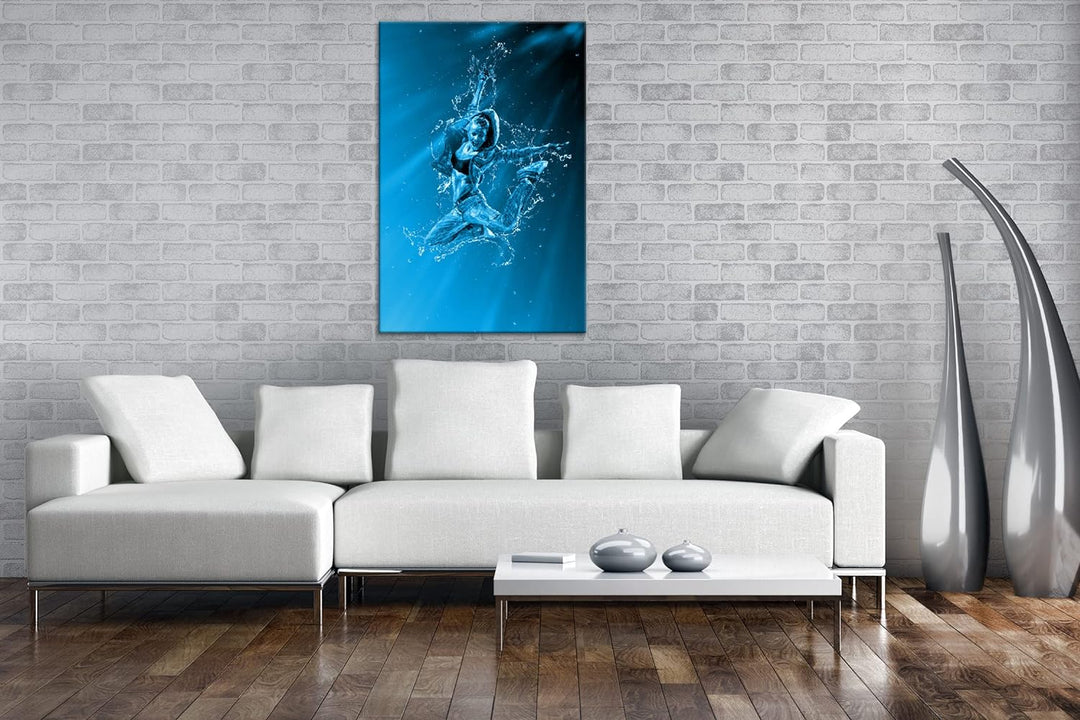 deyoli stylisher Tanz im Wasser Format: 100x70 Effekt: Monocrome Blau als Leinwand, Motiv fertig ger