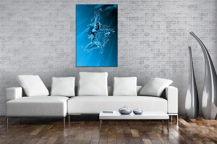 deyoli stylisher Tanz im Wasser Format: 100x70 Effekt: Monocrome Blau als Leinwand, Motiv fertig ger