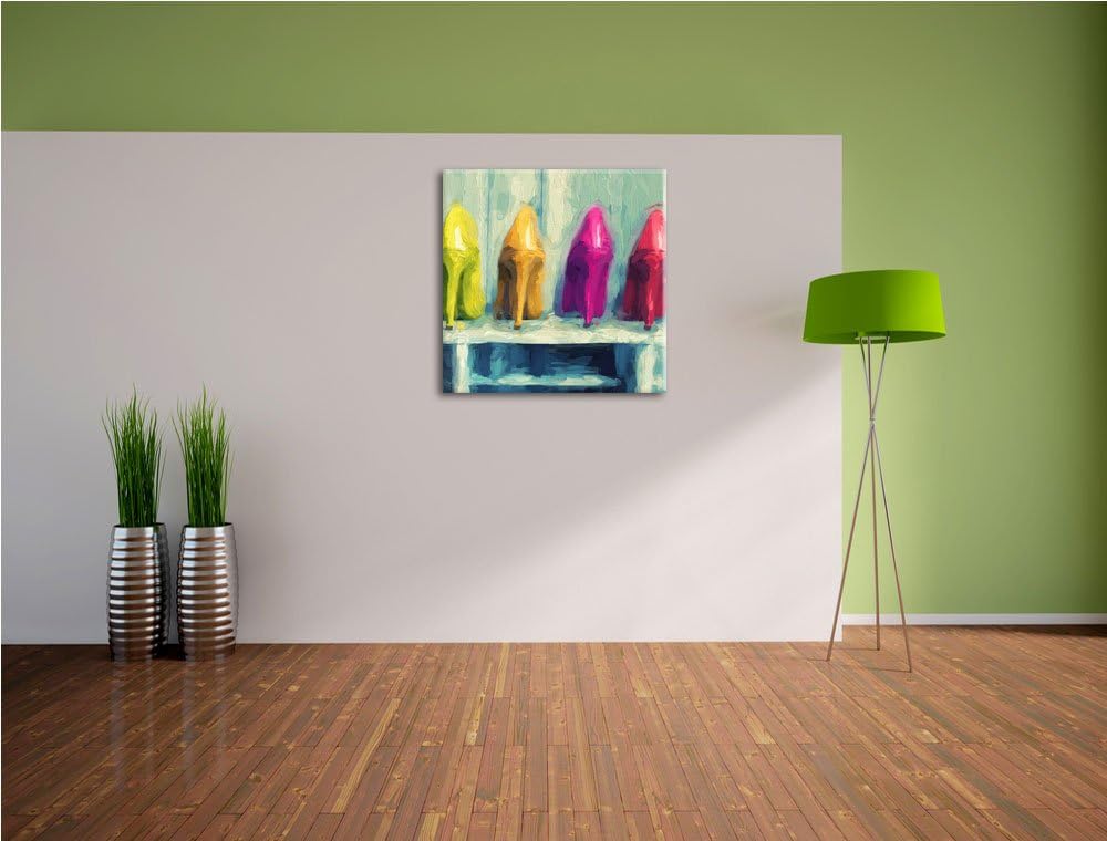 High Heels im Schrank, Format: 70x70 auf Leinwand, XXL riesige Bilder fertig gerahmt mit Keilrahmen,