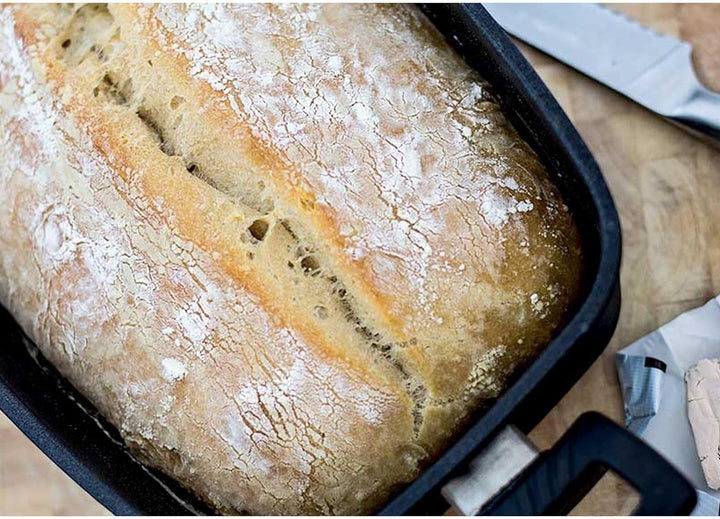 Eurolux Universal-Guss-Bräter Set mit Glas-Deckel 33 x 22 cm - kleiner hoher ofenfester Multibräter