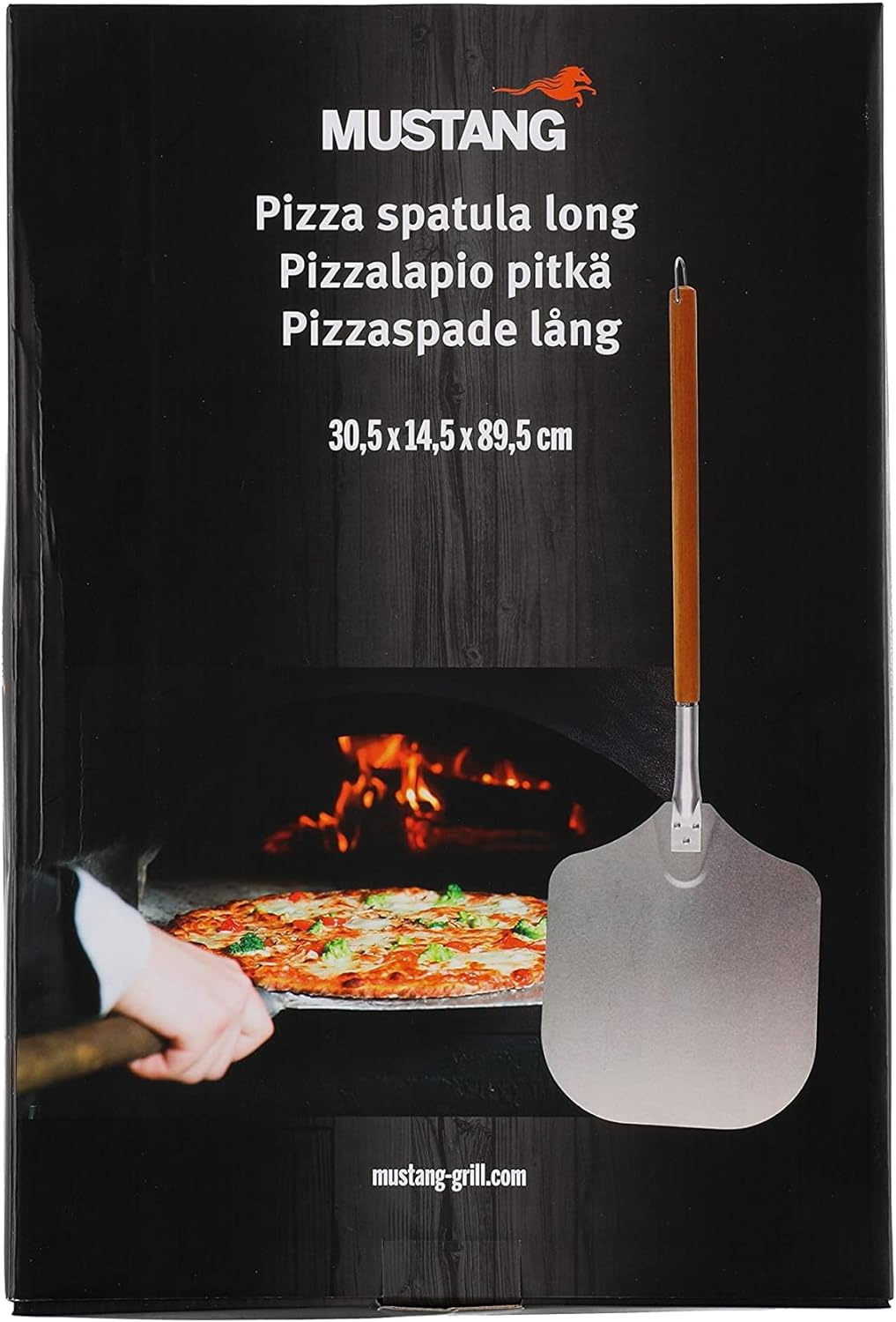 Mustang Pizzaschaufel mit grosser Fläche | 30,5cm x 30 cm | Pizzaschieber Aluminium 85cm Länge | Gri