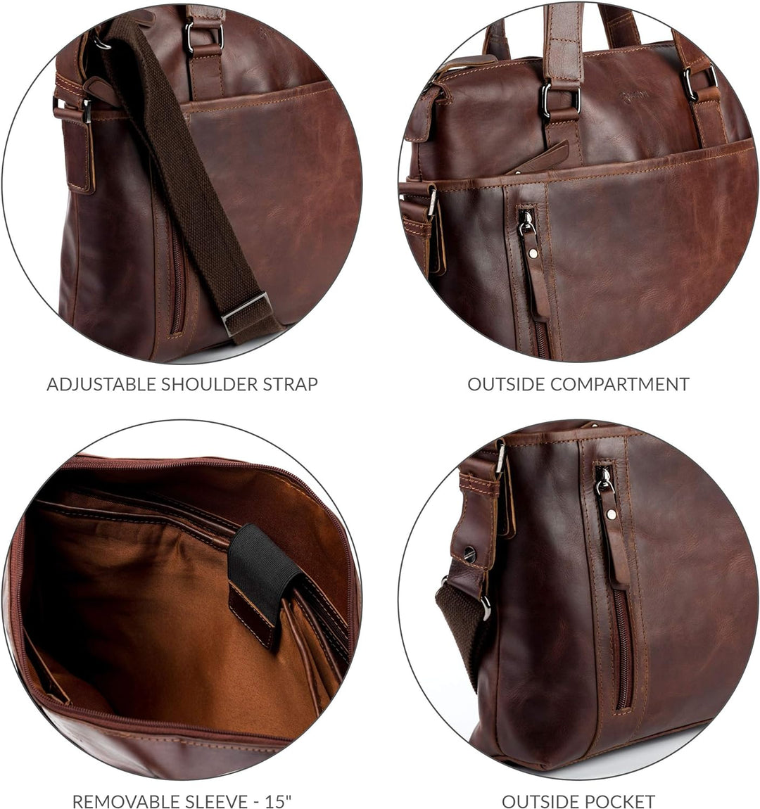 BACCINI Laptoptasche LEANDRO aus Premium Leder I Business-Tasche gross für Herren 15 Zoll extra Lapt