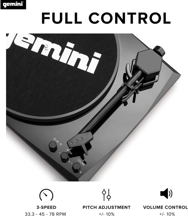 Gemini TT-900BB - Black | Plattenspieler mit Soundsystem - Bluetooth - Komplettsystem