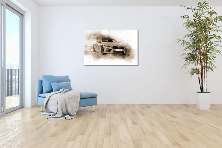 deyoli küstlericher Sportwagen Effekt: Sepia Format: 80x60 als Leinwandbild, Motiv fertig gerahmt au