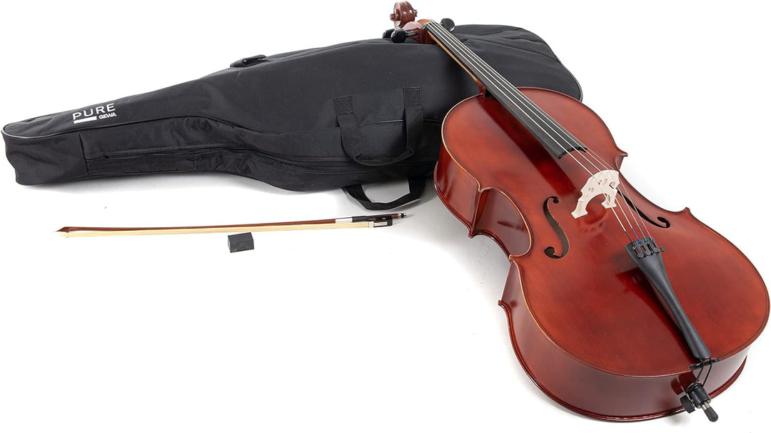 GEWA Cellogarnitur/Celloset EW Ebenholz 1/8 spielfertig mit Feinstimmsaitenhalter, Stachel, Bogen, K