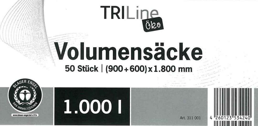Müllsack/Abfallsack Triline Öko: 1000l, transparent – ✓reissfest ✓belastbar ✓100% recyclingfähig, 50