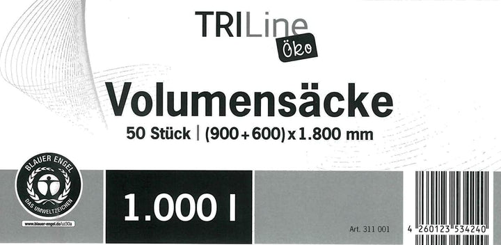 Müllsack/Abfallsack Triline Öko: 1000l, transparent – ✓reissfest ✓belastbar ✓100% recyclingfähig, 50